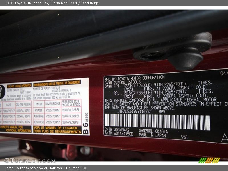 Salsa Red Pearl / Sand Beige 2010 Toyota 4Runner SR5