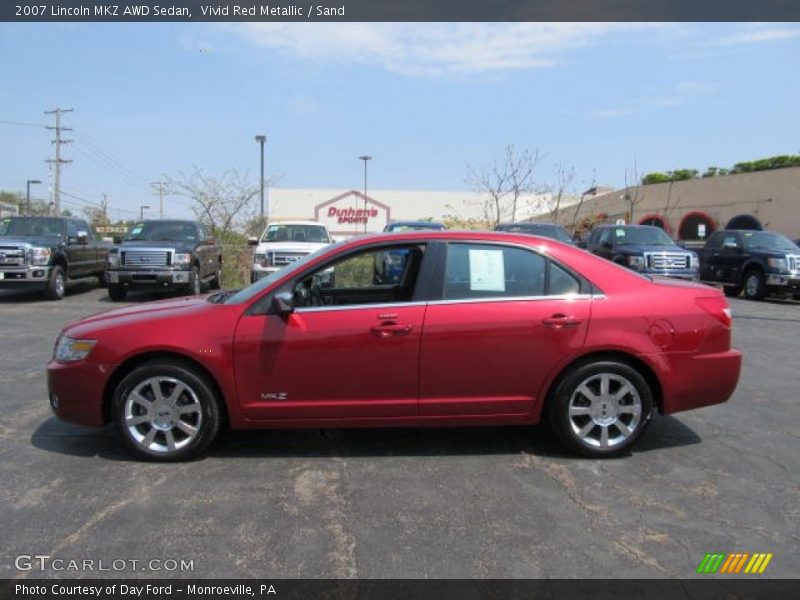 Vivid Red Metallic / Sand 2007 Lincoln MKZ AWD Sedan