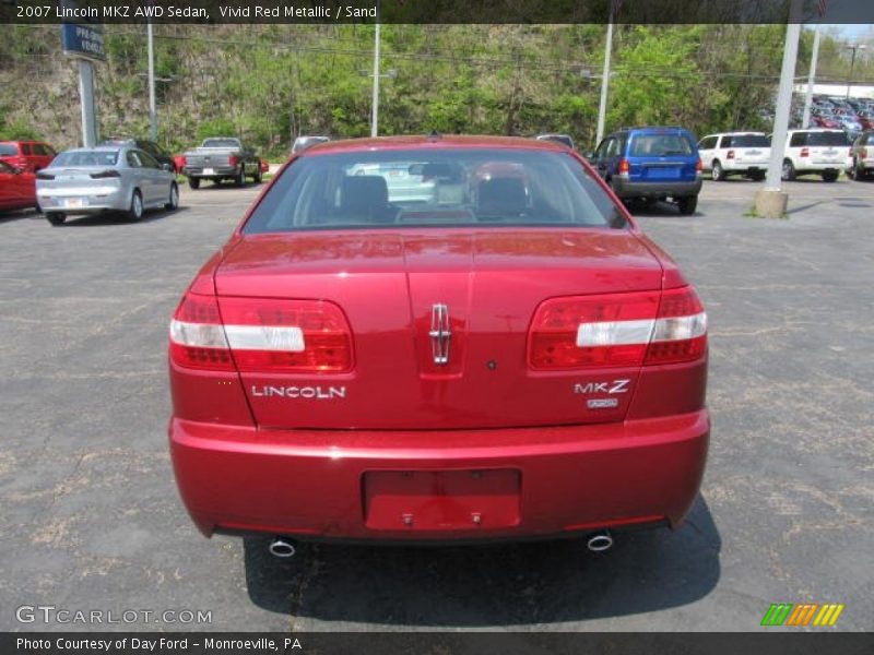 Vivid Red Metallic / Sand 2007 Lincoln MKZ AWD Sedan