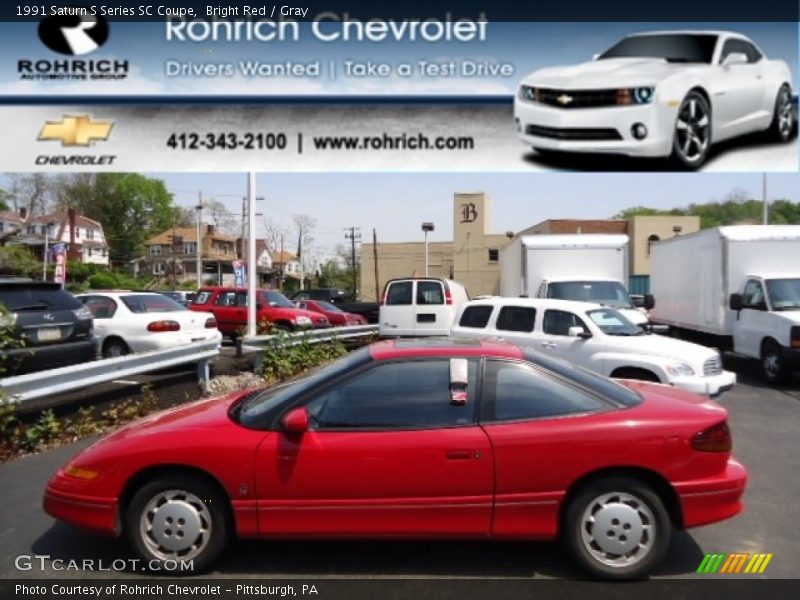 Bright Red / Gray 1991 Saturn S Series SC Coupe