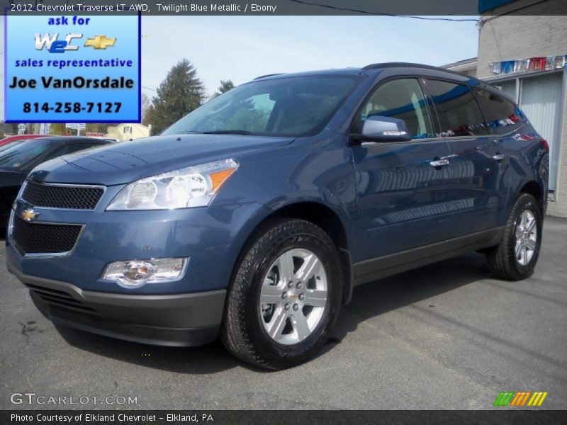 Twilight Blue Metallic / Ebony 2012 Chevrolet Traverse LT AWD