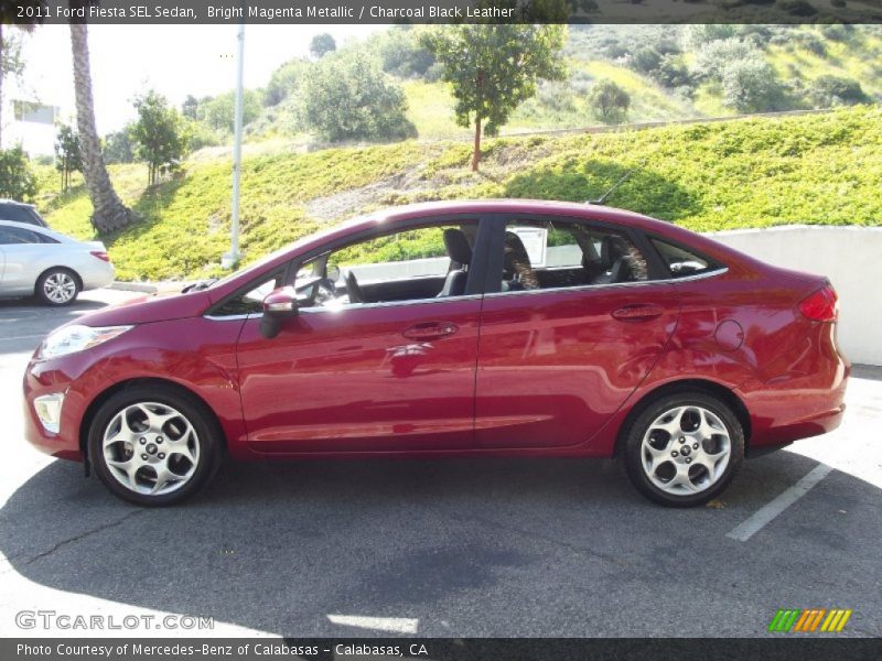 Bright Magenta Metallic / Charcoal Black Leather 2011 Ford Fiesta SEL Sedan
