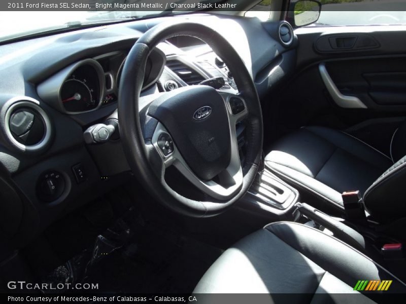 Bright Magenta Metallic / Charcoal Black Leather 2011 Ford Fiesta SEL Sedan