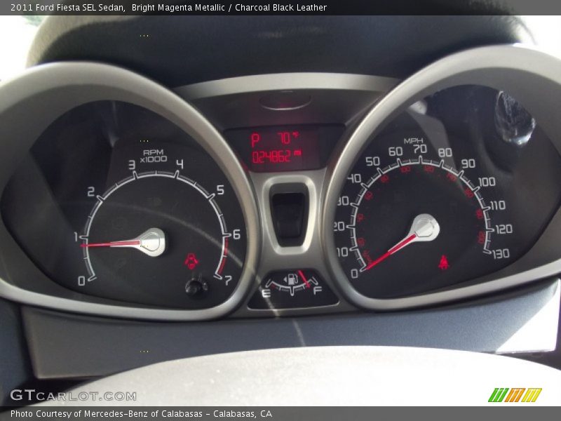 Bright Magenta Metallic / Charcoal Black Leather 2011 Ford Fiesta SEL Sedan