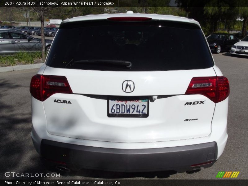 Aspen White Pearl / Bordeaux 2007 Acura MDX Technology