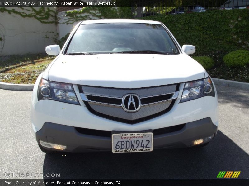 Aspen White Pearl / Bordeaux 2007 Acura MDX Technology