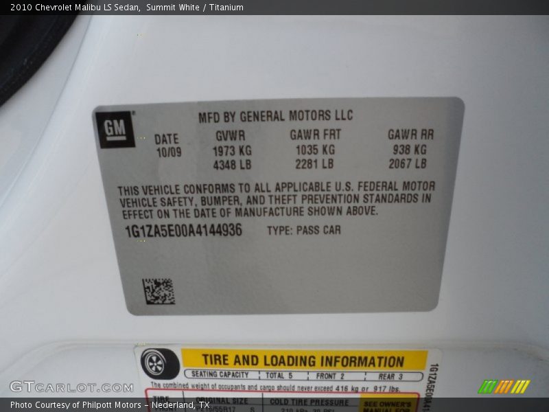 Summit White / Titanium 2010 Chevrolet Malibu LS Sedan