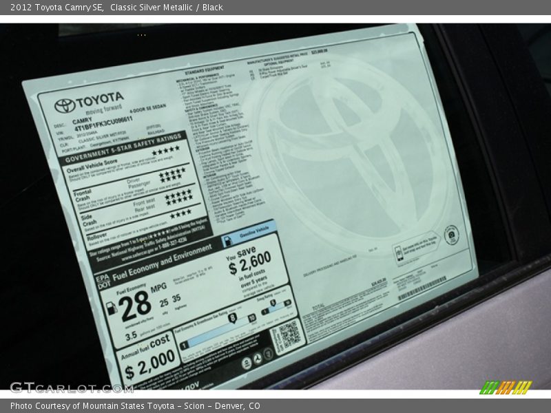 Classic Silver Metallic / Black 2012 Toyota Camry SE