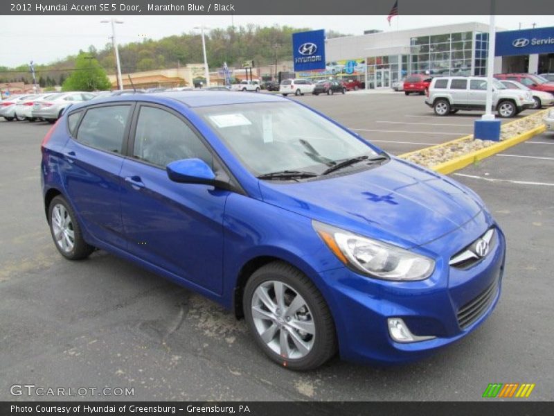 Marathon Blue / Black 2012 Hyundai Accent SE 5 Door