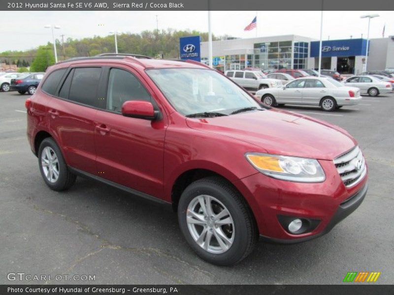 Sierra Red / Cocoa Black 2012 Hyundai Santa Fe SE V6 AWD
