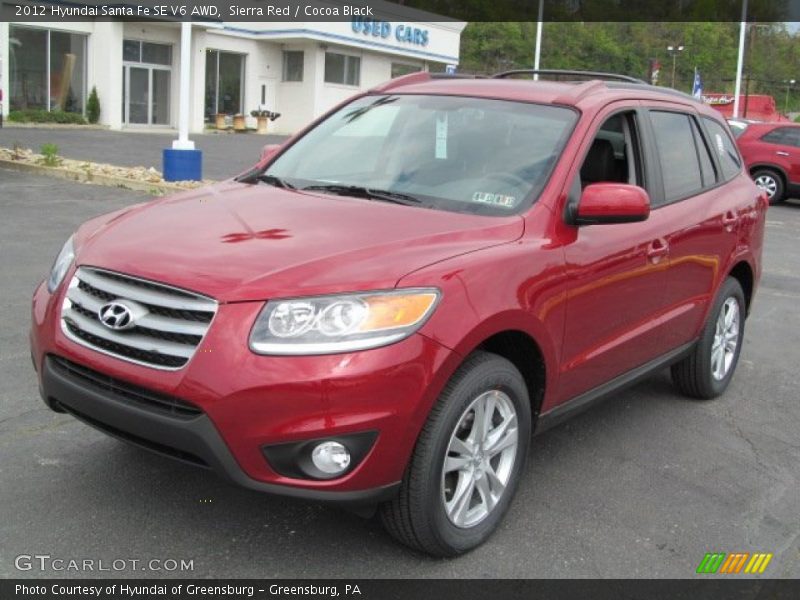 Sierra Red / Cocoa Black 2012 Hyundai Santa Fe SE V6 AWD