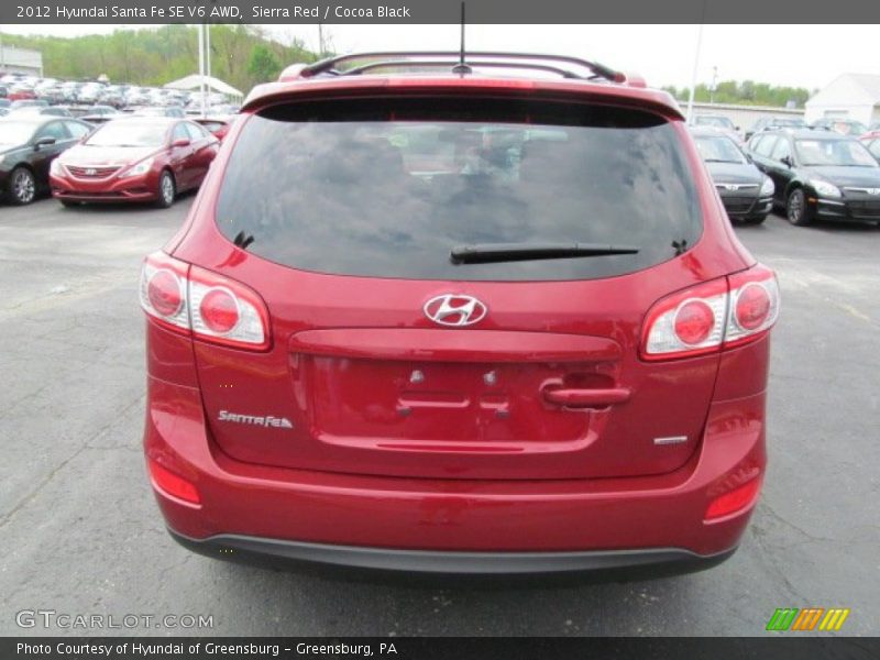 Sierra Red / Cocoa Black 2012 Hyundai Santa Fe SE V6 AWD