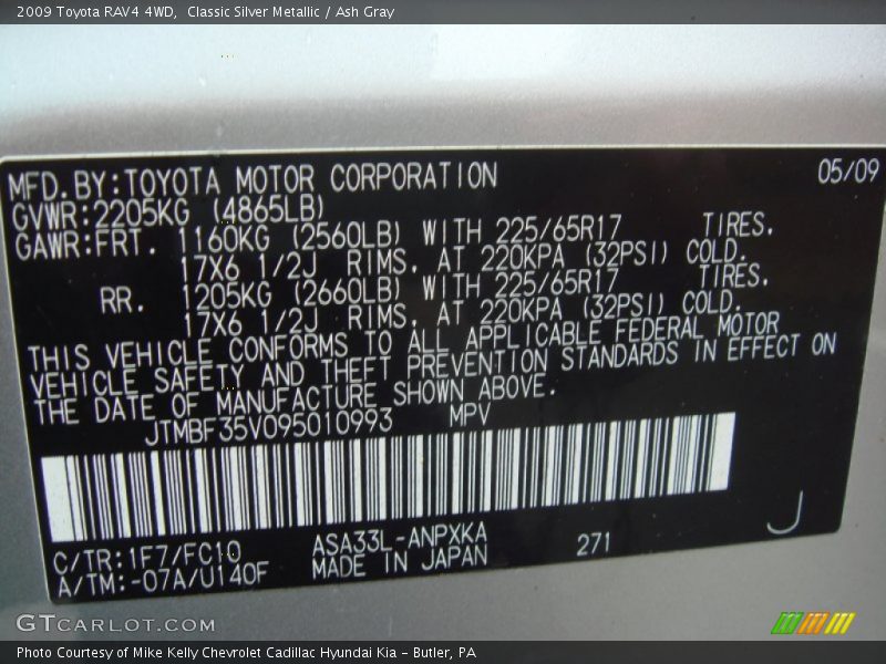Classic Silver Metallic / Ash Gray 2009 Toyota RAV4 4WD
