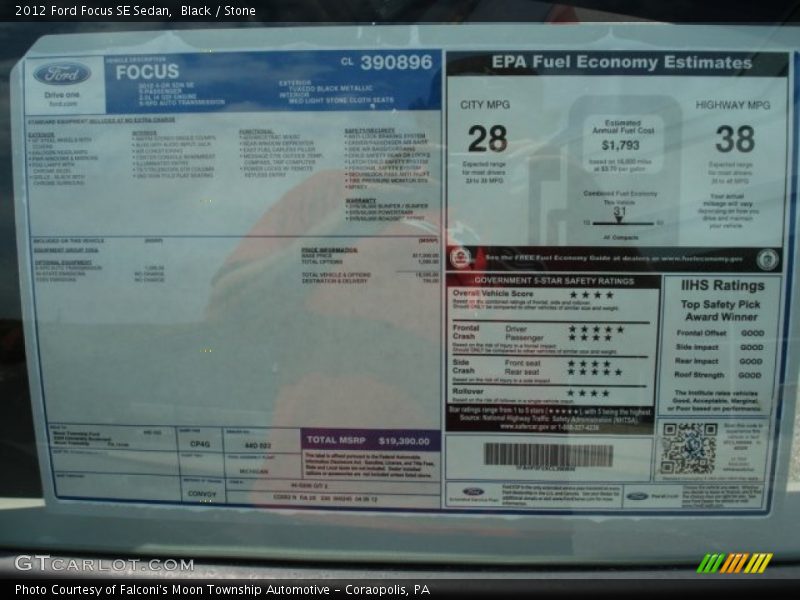 Black / Stone 2012 Ford Focus SE Sedan