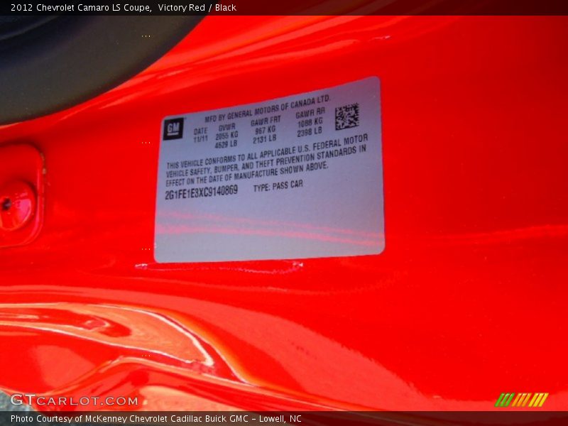 Victory Red / Black 2012 Chevrolet Camaro LS Coupe
