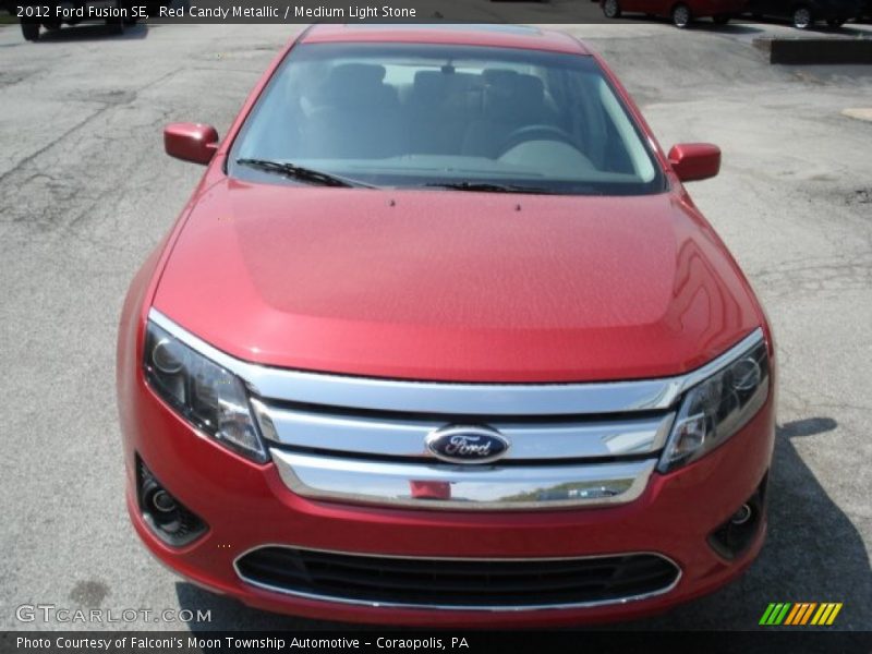 Red Candy Metallic / Medium Light Stone 2012 Ford Fusion SE