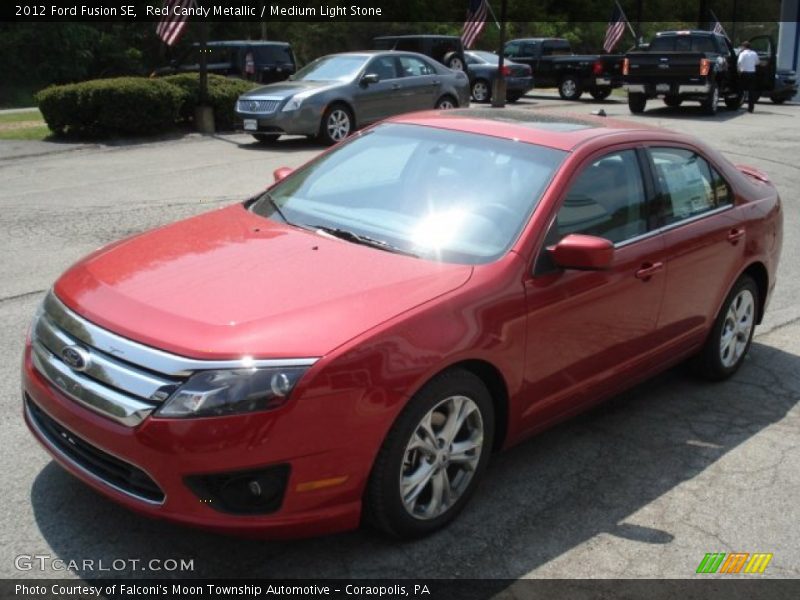 Red Candy Metallic / Medium Light Stone 2012 Ford Fusion SE