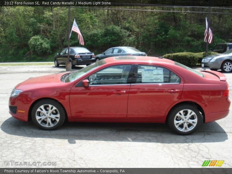 Red Candy Metallic / Medium Light Stone 2012 Ford Fusion SE