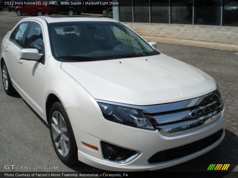 White Suede / Medium Light Stone 2012 Ford Fusion SEL V6 AWD