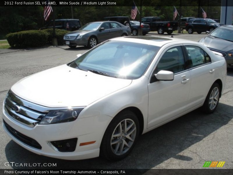 White Suede / Medium Light Stone 2012 Ford Fusion SEL V6 AWD