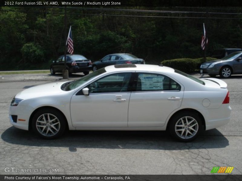 White Suede / Medium Light Stone 2012 Ford Fusion SEL V6 AWD