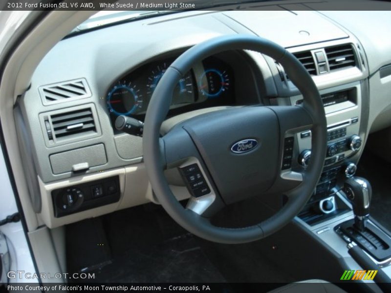White Suede / Medium Light Stone 2012 Ford Fusion SEL V6 AWD