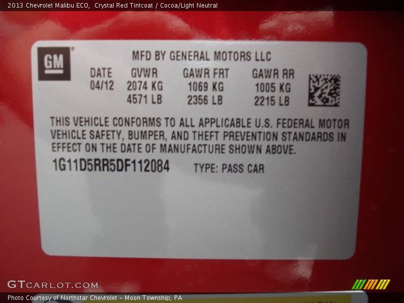 Crystal Red Tintcoat / Cocoa/Light Neutral 2013 Chevrolet Malibu ECO