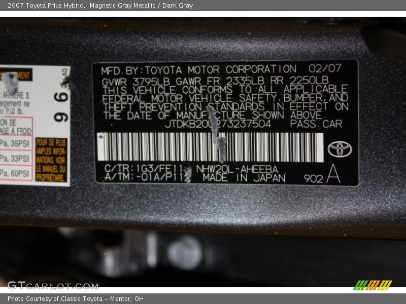 Magnetic Gray Metallic / Dark Gray 2007 Toyota Prius Hybrid