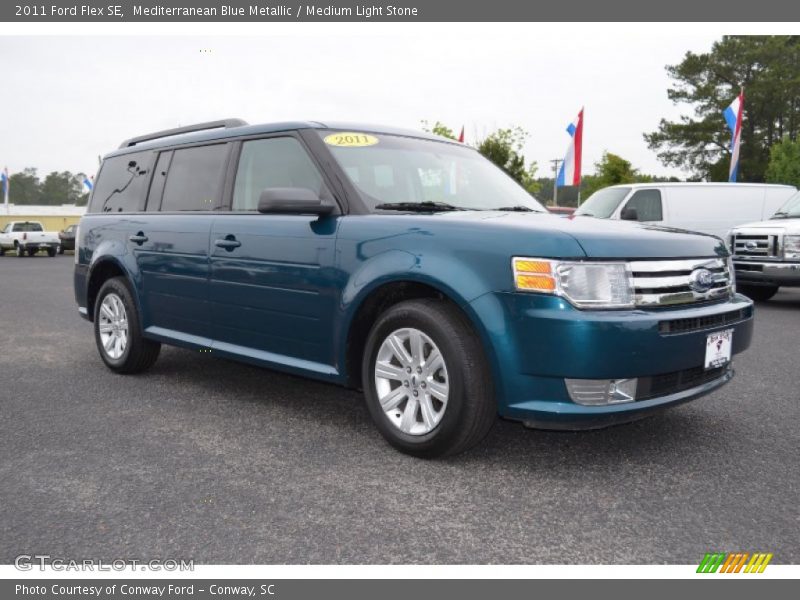 Mediterranean Blue Metallic / Medium Light Stone 2011 Ford Flex SE