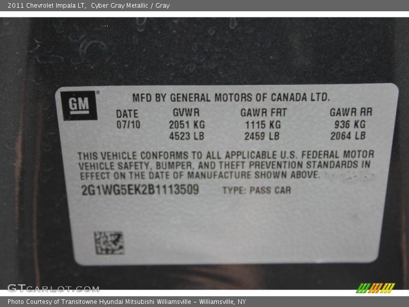 Cyber Gray Metallic / Gray 2011 Chevrolet Impala LT
