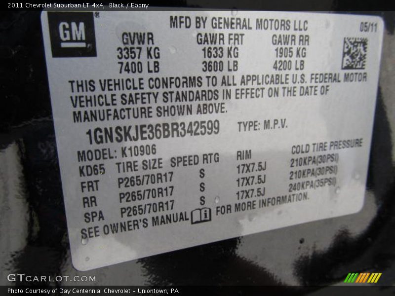 Black / Ebony 2011 Chevrolet Suburban LT 4x4