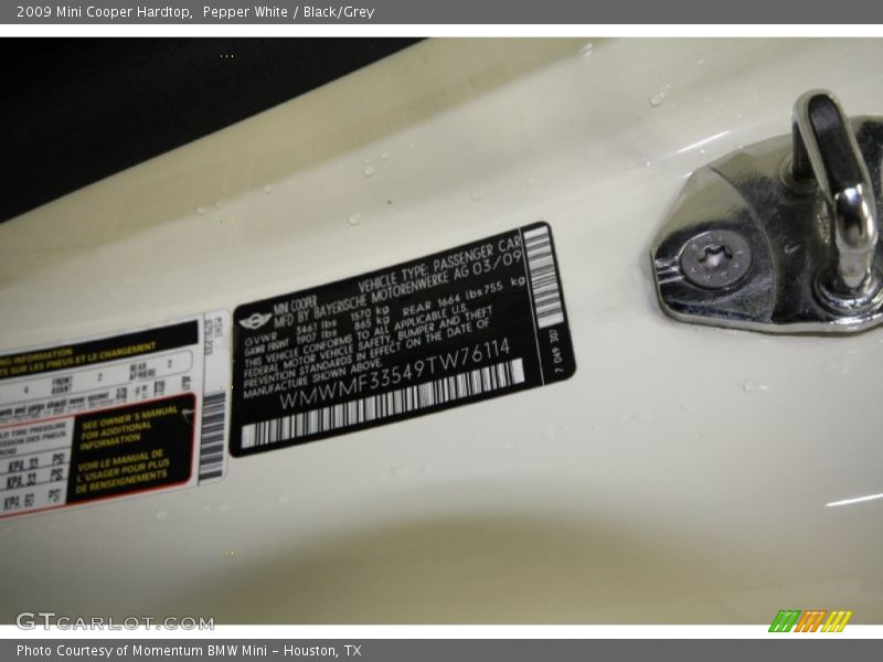 Pepper White / Black/Grey 2009 Mini Cooper Hardtop
