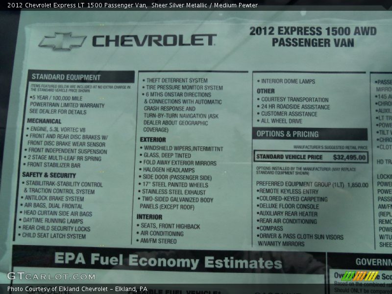 Sheer Silver Metallic / Medium Pewter 2012 Chevrolet Express LT 1500 Passenger Van