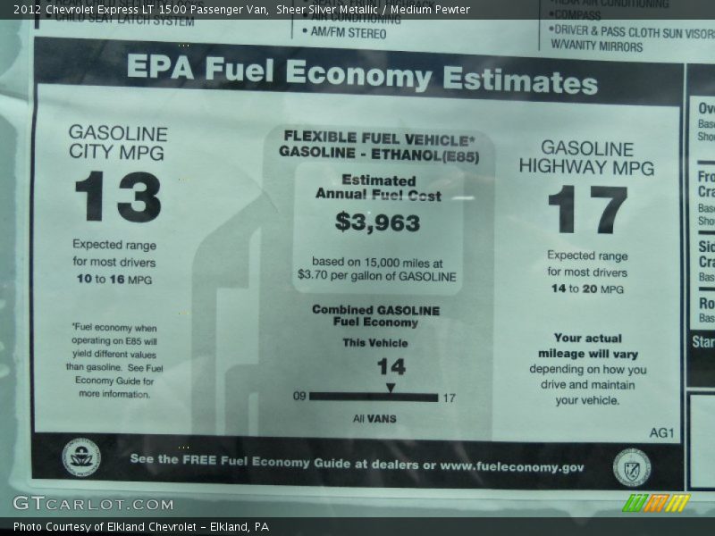 Sheer Silver Metallic / Medium Pewter 2012 Chevrolet Express LT 1500 Passenger Van