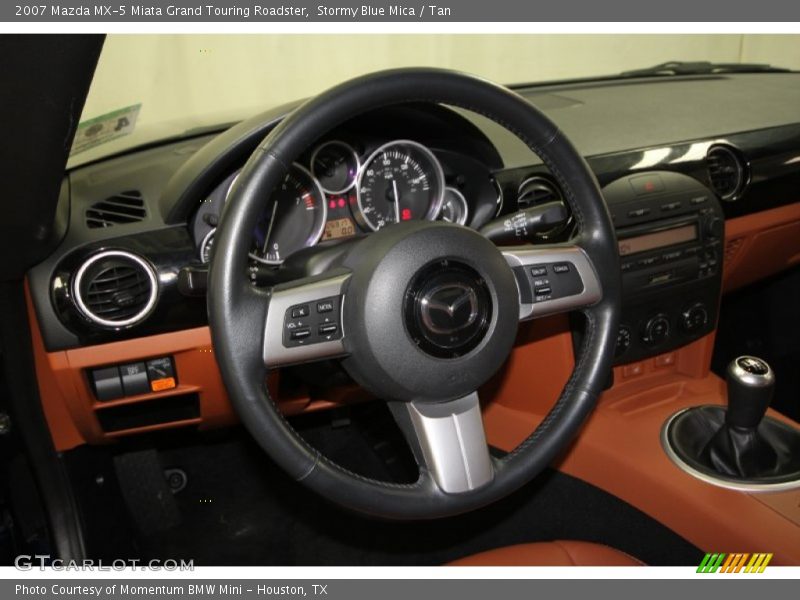 Stormy Blue Mica / Tan 2007 Mazda MX-5 Miata Grand Touring Roadster
