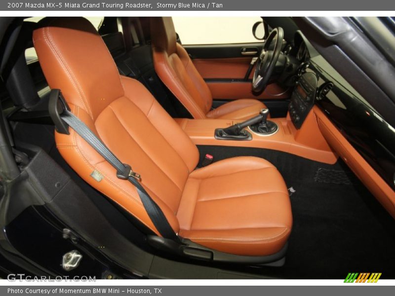 Stormy Blue Mica / Tan 2007 Mazda MX-5 Miata Grand Touring Roadster