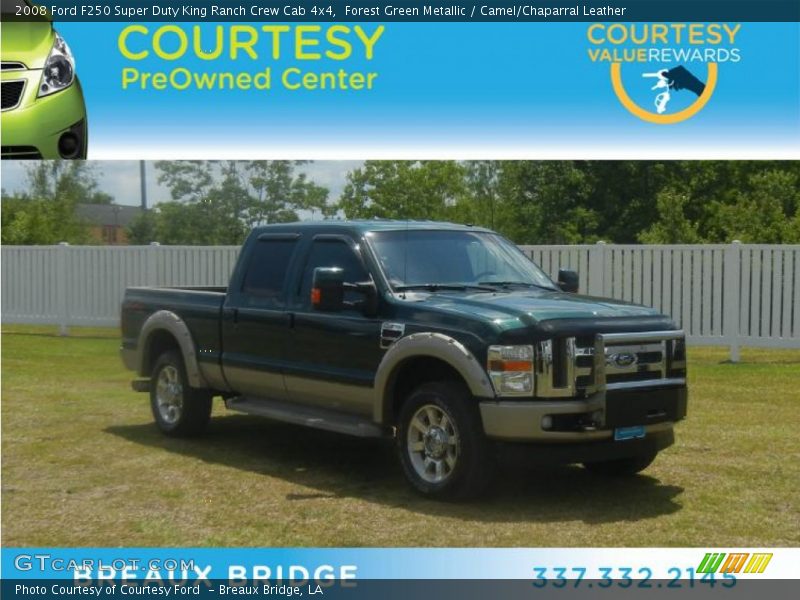 Forest Green Metallic / Camel/Chaparral Leather 2008 Ford F250 Super Duty King Ranch Crew Cab 4x4