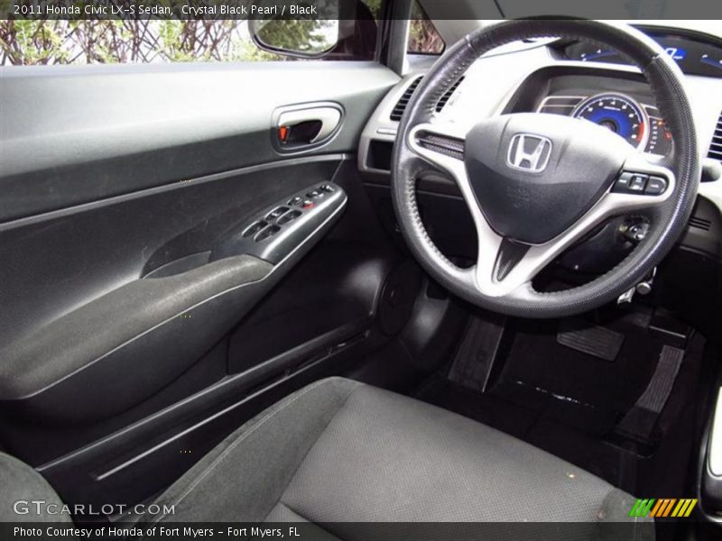 Crystal Black Pearl / Black 2011 Honda Civic LX-S Sedan