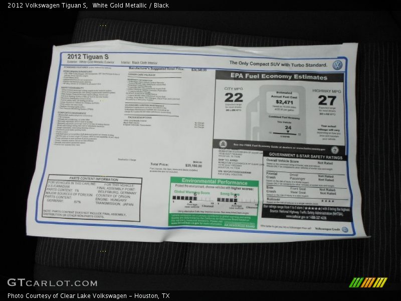 White Gold Metallic / Black 2012 Volkswagen Tiguan S