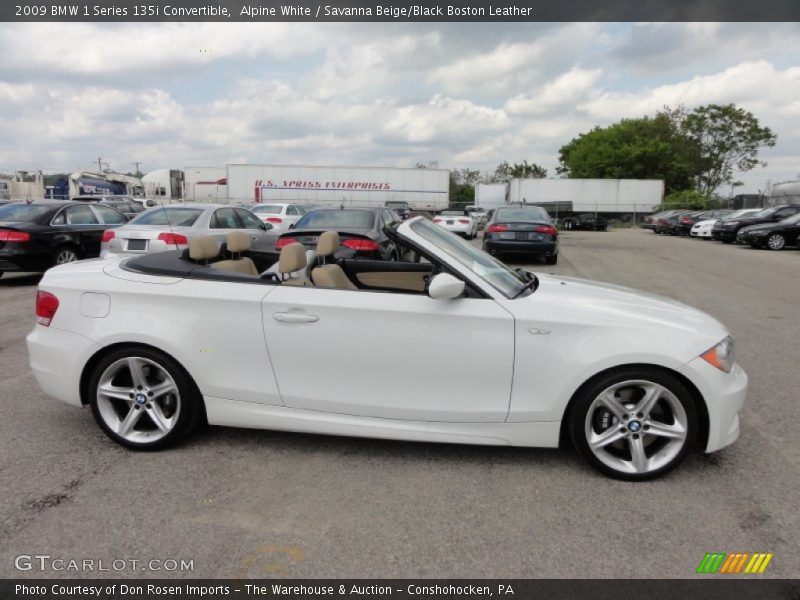 Alpine White / Savanna Beige/Black Boston Leather 2009 BMW 1 Series 135i Convertible