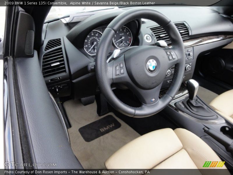 Alpine White / Savanna Beige/Black Boston Leather 2009 BMW 1 Series 135i Convertible