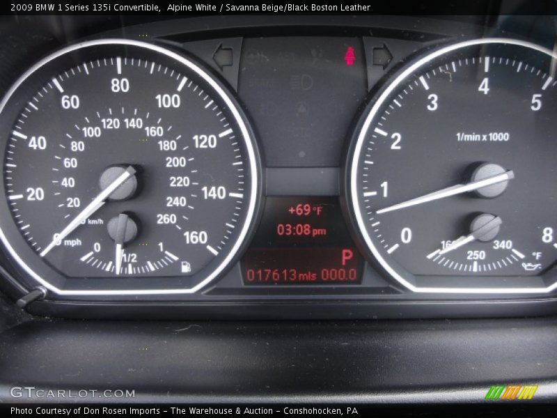 Alpine White / Savanna Beige/Black Boston Leather 2009 BMW 1 Series 135i Convertible