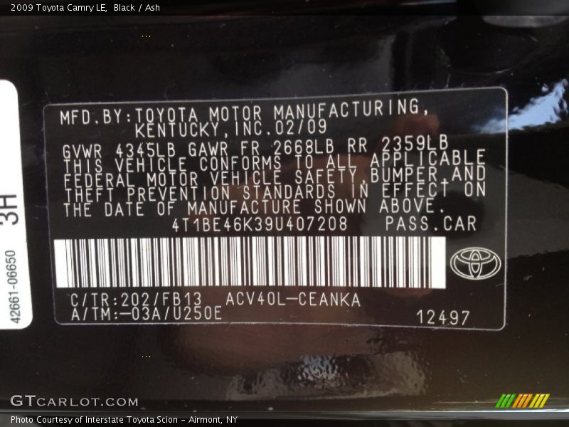 Black / Ash 2009 Toyota Camry LE