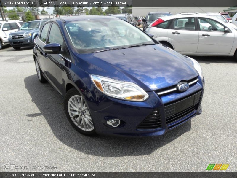 Kona Blue Metallic / Arctic White Leather 2012 Ford Focus SEL 5-Door