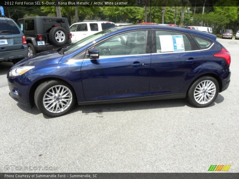 Kona Blue Metallic / Arctic White Leather 2012 Ford Focus SEL 5-Door