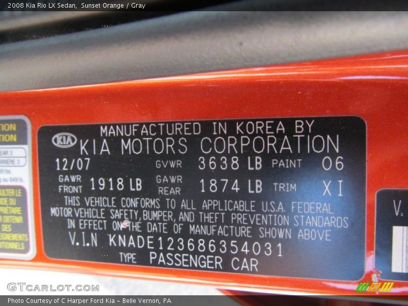 Sunset Orange / Gray 2008 Kia Rio LX Sedan