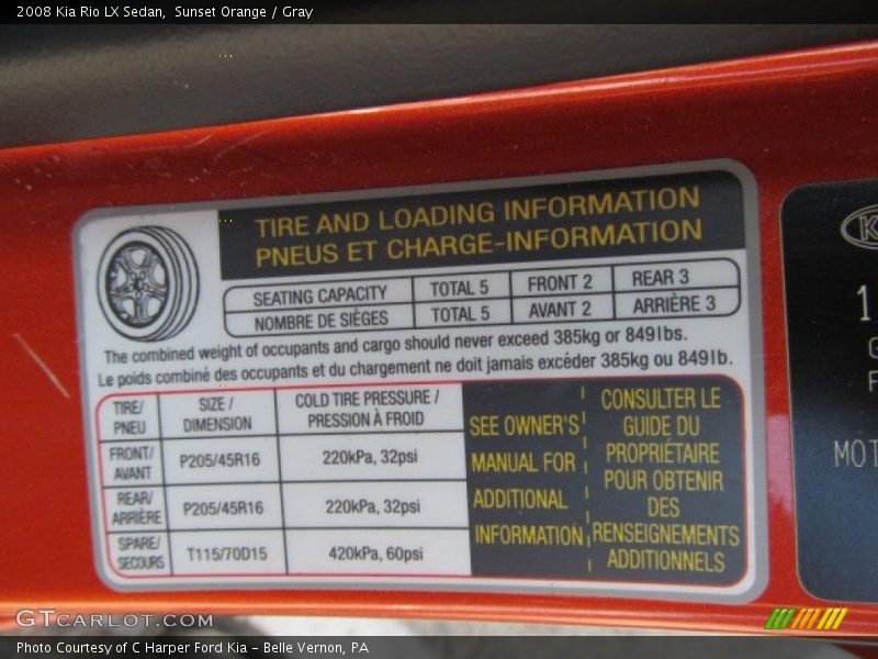 Sunset Orange / Gray 2008 Kia Rio LX Sedan