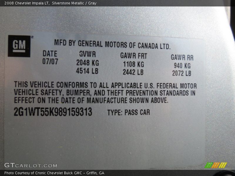 Silverstone Metallic / Gray 2008 Chevrolet Impala LT