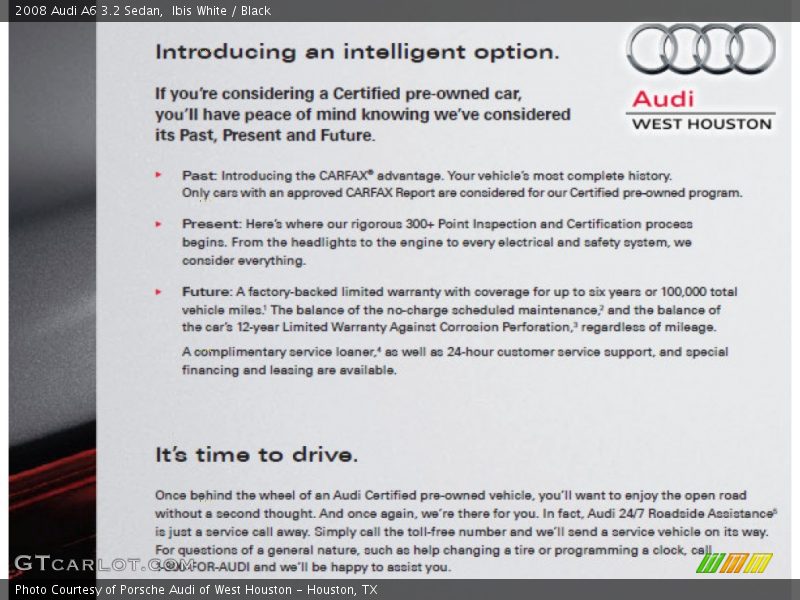 Ibis White / Black 2008 Audi A6 3.2 Sedan