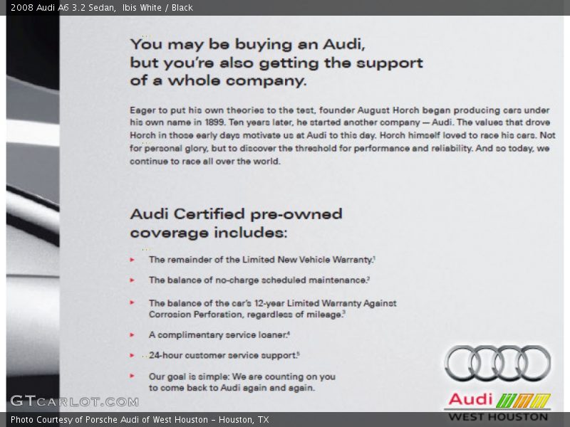 Ibis White / Black 2008 Audi A6 3.2 Sedan